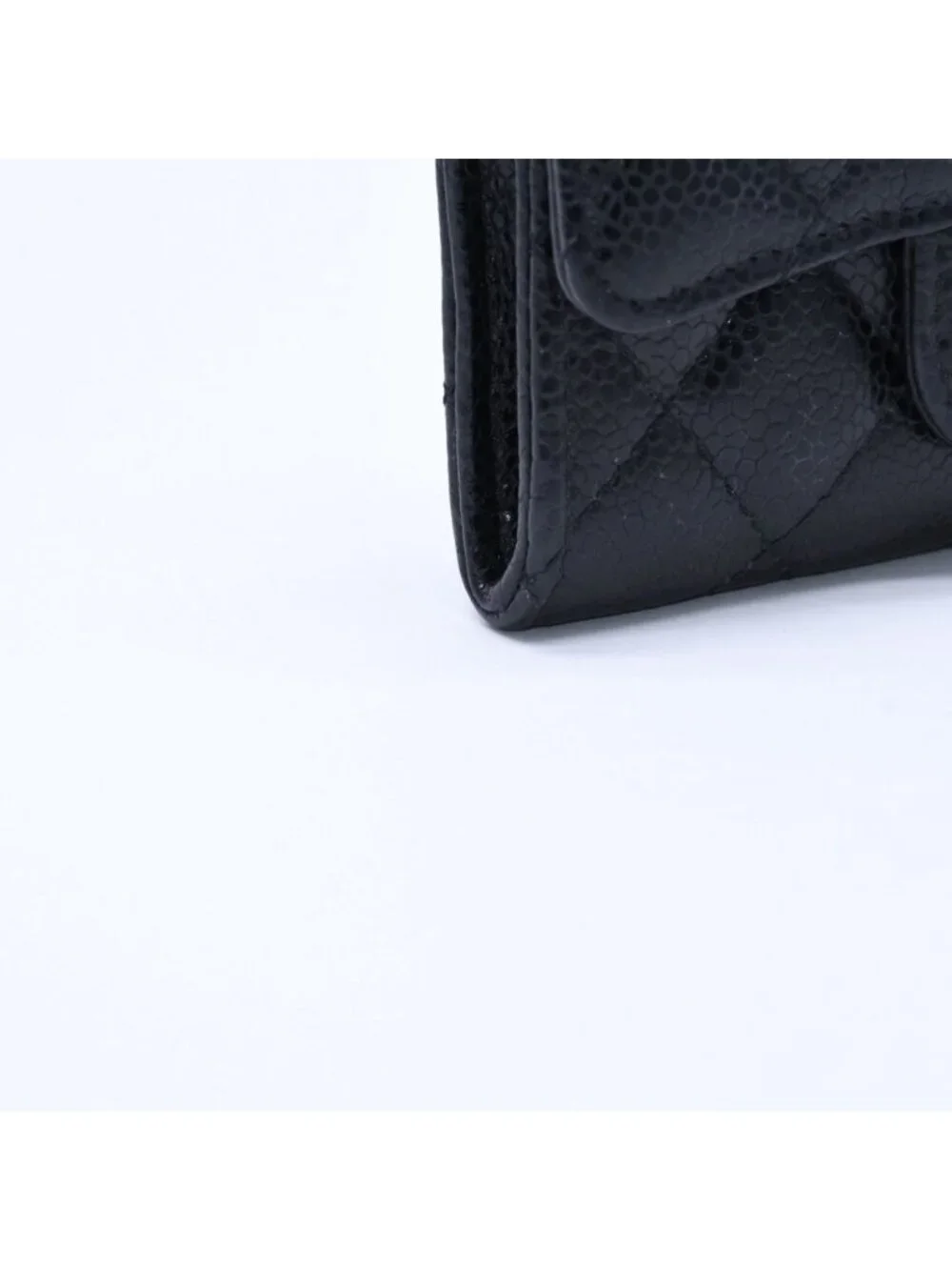 Chanel Quilted CC Logo Card Case Wallet Lambskin Black Gold